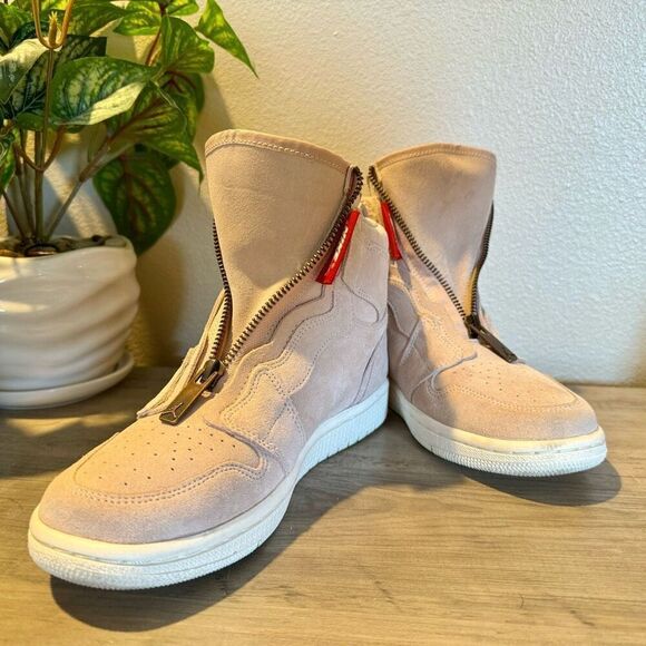 Air Jordan 1 Woman's Gold Zipper High Zip-Up Basketball Streetwear Shoes Size 6 - Picture 4 of 9